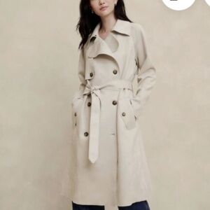 NWOT Banana Republic Factory Vegan Suede Trench Coat in Selenite Size: Large